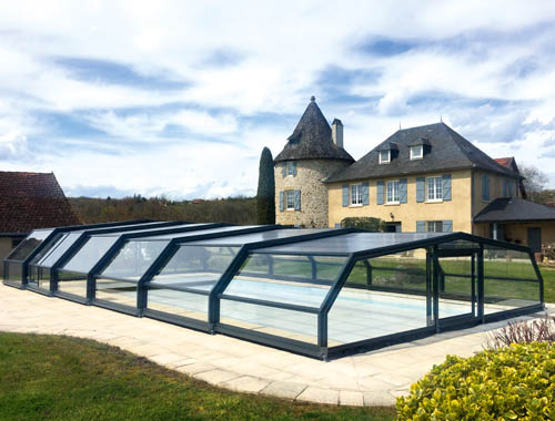 VENUS Abri de piscine mi-haut Arcadia (gris anthracite) - Télescopique