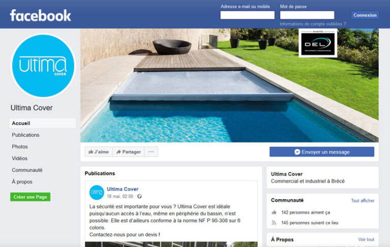 La couverture de piscine Ultima Cover de DEL sur Facebook