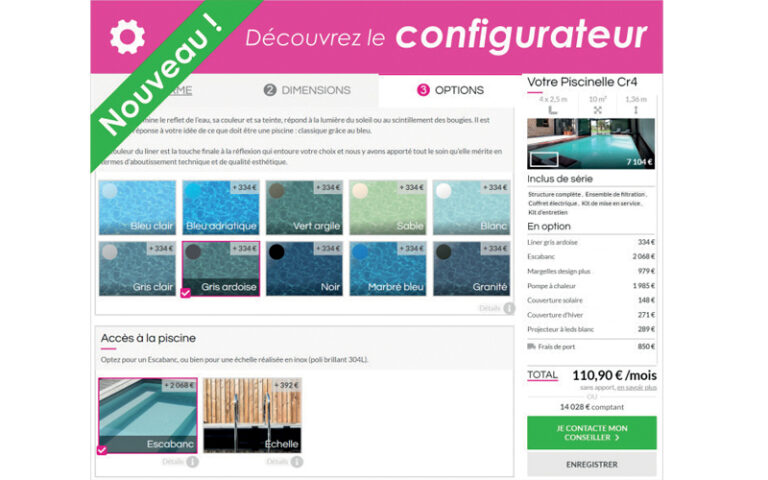 Le nouveau configurateur Piscinelle