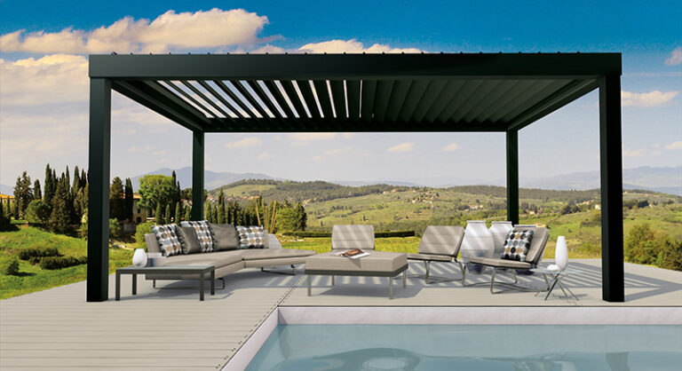 Une pergola bioclimatique évolutive