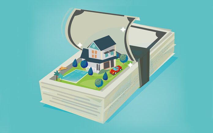 liasse billet avec piscine