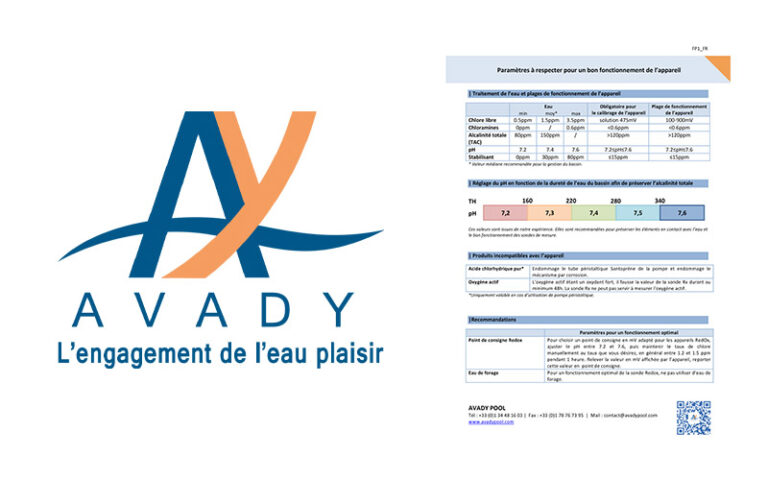 Avady Pool propose des fiches paramètres pour ses appareils